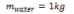 Equation: mwater = 1kg.