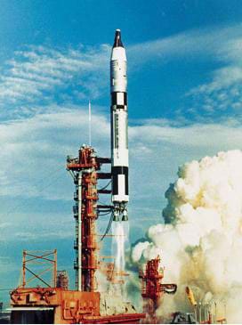 A photo of a rocket taking off.