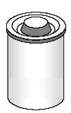 A drawing of a film clear film canister, with an internal-sealing lid.