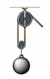 A drawing of a pulley, one of the six simple machines.