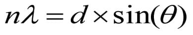 Equation: n x lamba = d x sin (theta)