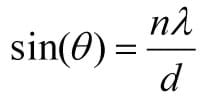 Equation: sign (theta) = n x lamba divided by d