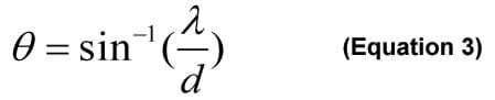 Equation: theta = sin-1 (lamda divided by d)