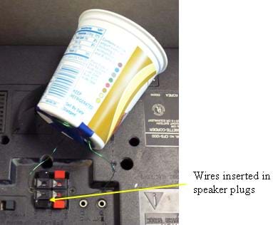 The picture shows the yogurt speaker attached to the radio.