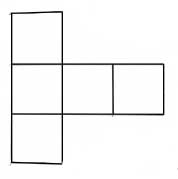 A line drawing of five squares, three stacked on top of each other and two positioned to the right of the middle square of the first three.