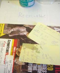 Photo shows post-it notes and a magazine.