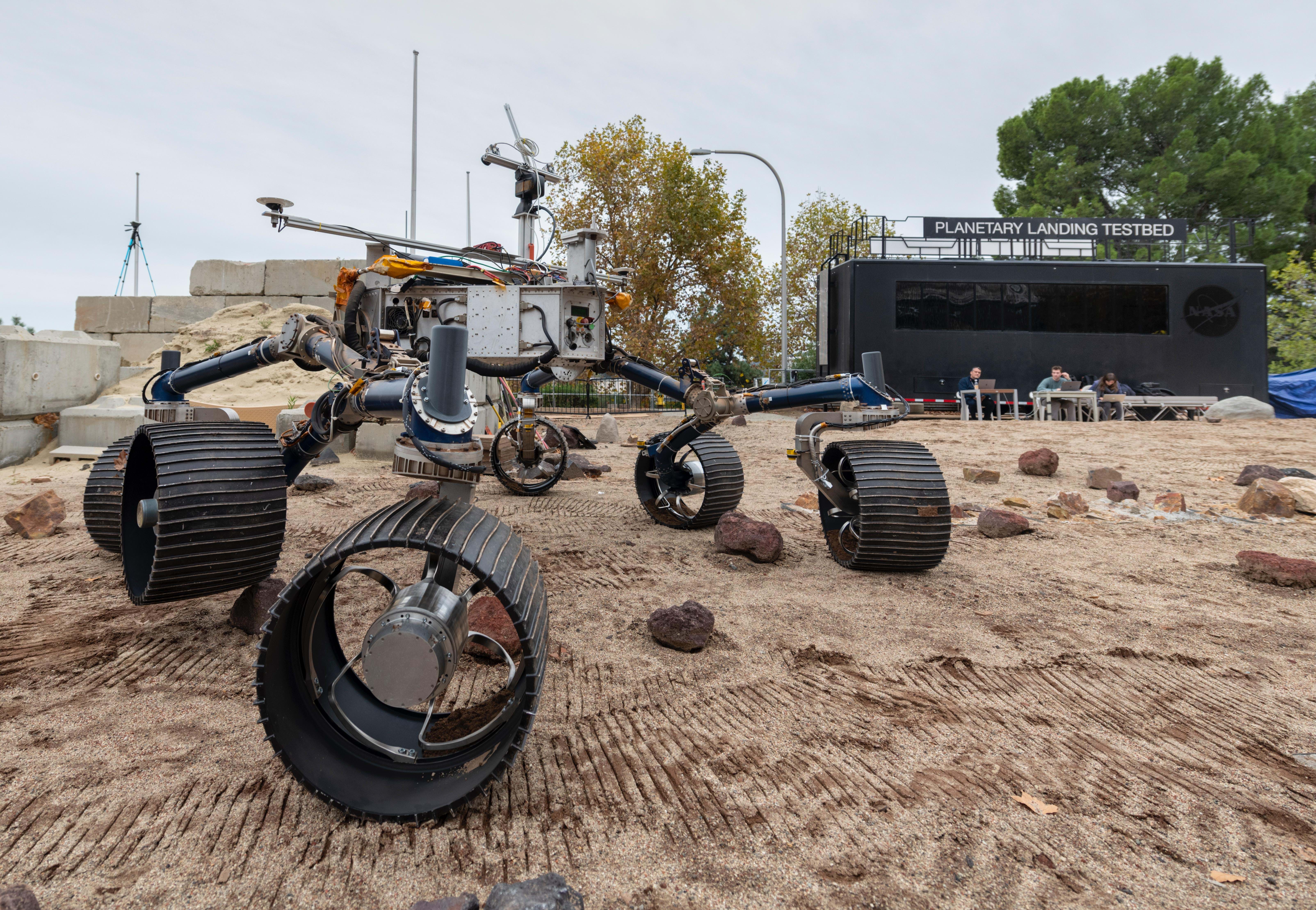 NASA's Mars 2020 rover on the Mars Yard at NASA's Jet Propulsion Laboratory