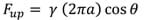 Equation for the upwards force due to surface tension = γ (2πa) cos θ.