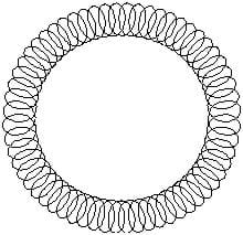 A line drawing of a donut-shaped loop of wire, with smaller loops making up the big loop.
