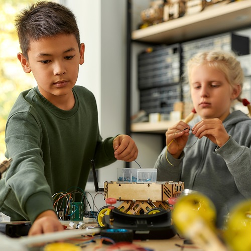 Students conducting an engineering activity