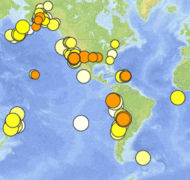 Where did earthquakes occur this week? How many? How big were they?