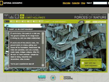 How do earthquakes affect buildings? Trigger an earthquake simulation to see.