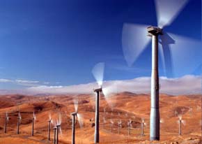 Landscape of wind turbines spinning wildly. Landscape of wind turbines spinning wildly.