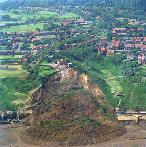 Panoramic view of a Holbeck Hall landslide in England in 1993. Panoramic view of a Holbeck Hall landslide in England in 1993.