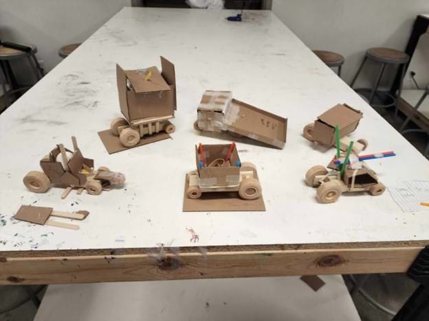 Student-designed examples of Creative Crash Testing models.