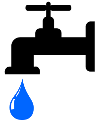 A graphic showing a water tap and a water drop.