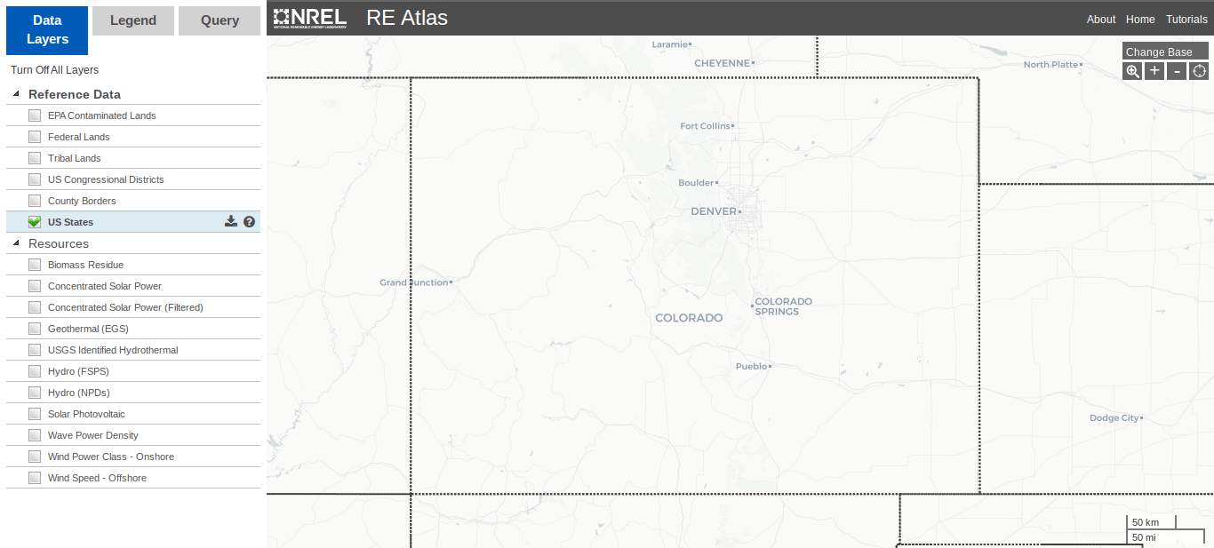 A map of Colorado from the Renewable Energy Lab.
