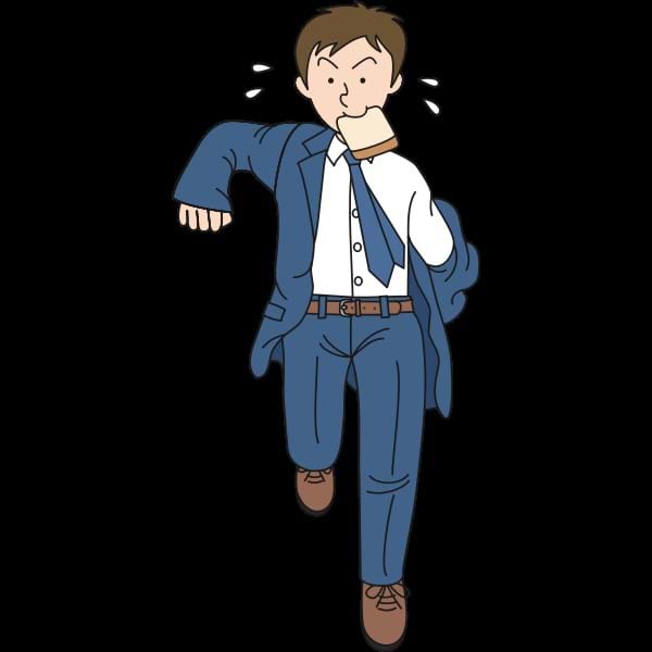 Clipart of a man running late to work.