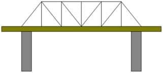 A line drawing shows a pattern of triangles that slope toward the center of a beam bridge.