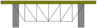 A line drawing shows a pattern of triangles under a beam bridge that slope towards the outside edges of the bridge.