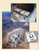 Lithium-ion batteries (top image) contain the metal lithium (Li), which is sourced by mining (lower image).