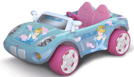 Image of a battery-powered Cinderella toy car.