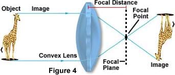 A drawing shows an upright image on one side of a lens and an upside down image on the other side of the lens.