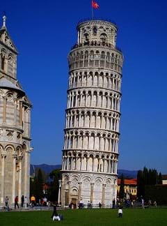 The leaning tower of Pisa in Italy.