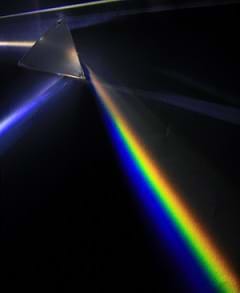 A mercury-vapor lamp with a prism's dispersion of light.