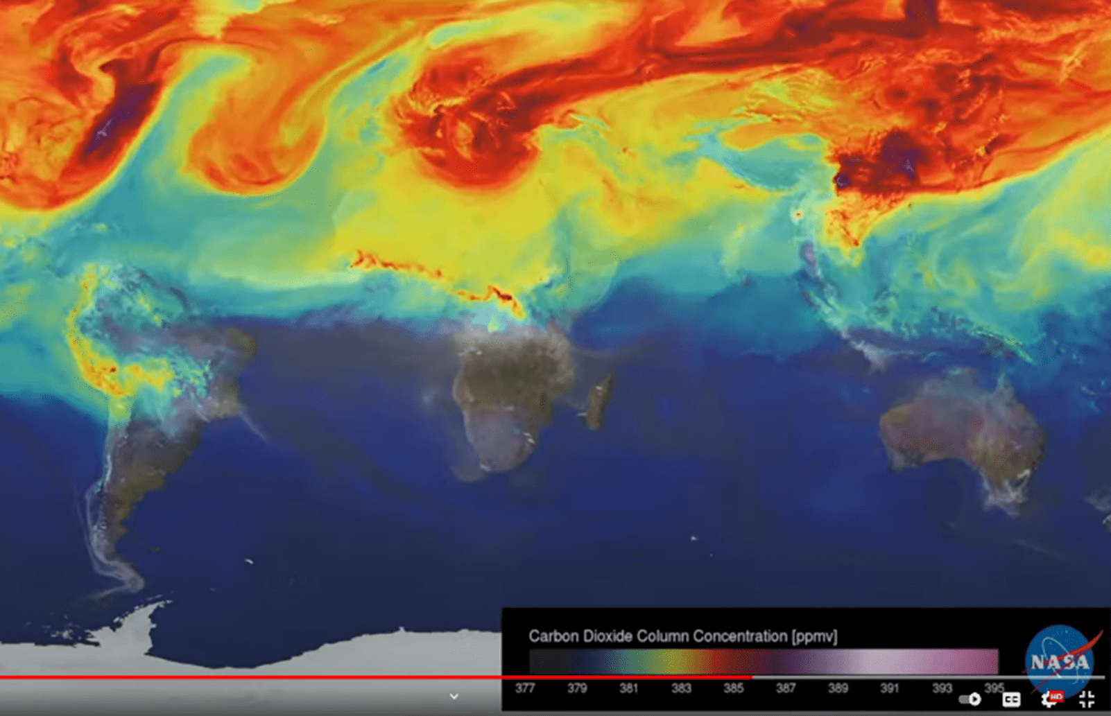 A screenshot from NASA depicting where greenhouse gases exist in the atmosphere.