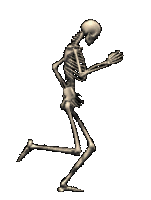 Animation of a running human skeleton.