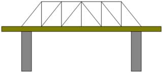 A line drawing shows a pattern of triangles that slope towards the outside edges of a beam bridge.