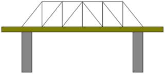 A line drawing shows a pattern of triangles that slope towards the outside edges of a beam bridge.