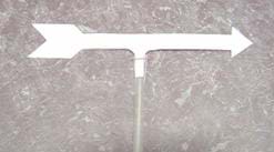 Photo shows a paper arrow taped to a clear plastic drinking straw. The arrow has a tab in the middle that fits into the straw end opening.