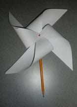 Photograph of fully assembled pinwheel from the front.