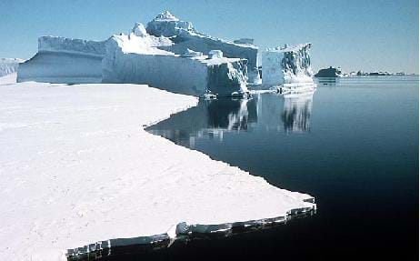 A photograph of an iceberg in the Antarctic.