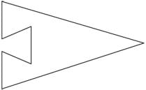 A drawing shows an elongated triangle shape with a notch cut out of the shortest side.