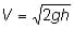 Velocity equals the square root of two times gravity times height.