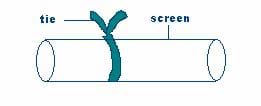 A drawing of a screen with a tie around it.