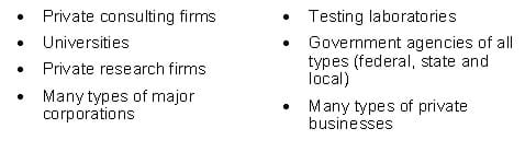 Organizations that employ environmental engineers.