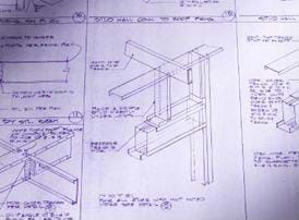 A photograph of a scaled drawing.