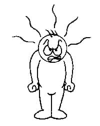 Line drawing of an angry person.