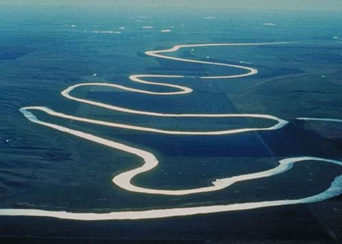 Photo of meandering stream.