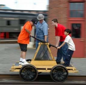 A photograph of a handcar.