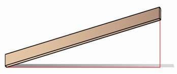 A drawing of an inclined plane, one of the six simple machines.