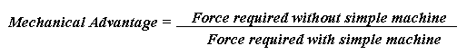 Equation of the mechanical advantage of a simple machine