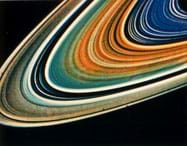 Many curved, concentric rings of various colors.