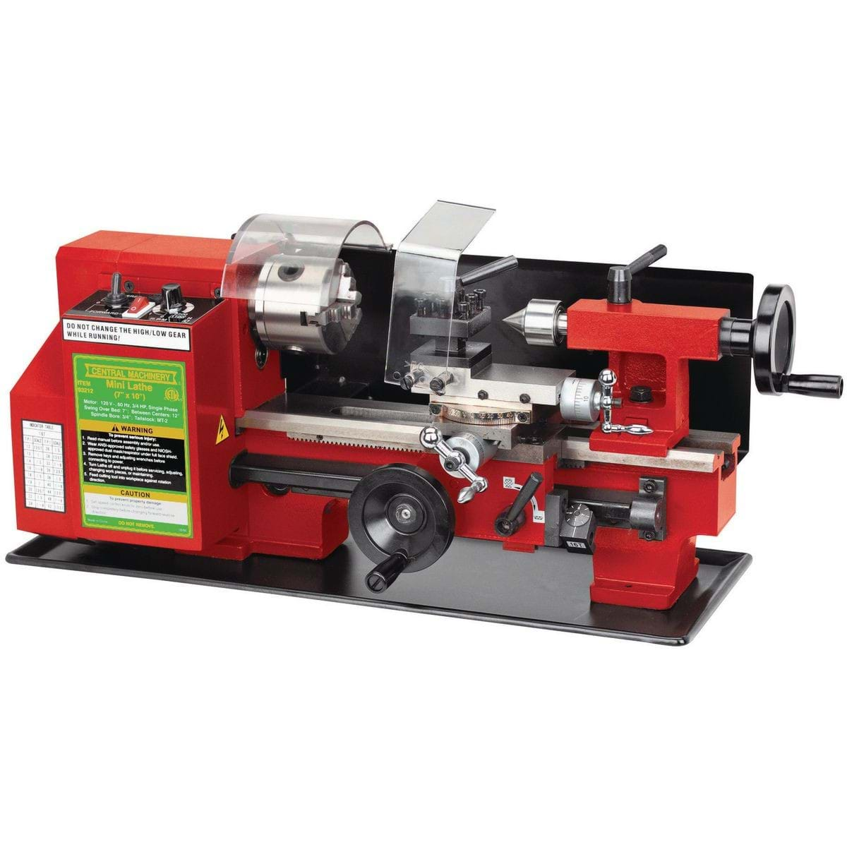 A red lathe machine