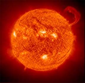 Photo shows a red hot Sun.