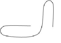 El trazado de una línea muestra la amplia forma de una S con un giro de 45 grados en el centro.